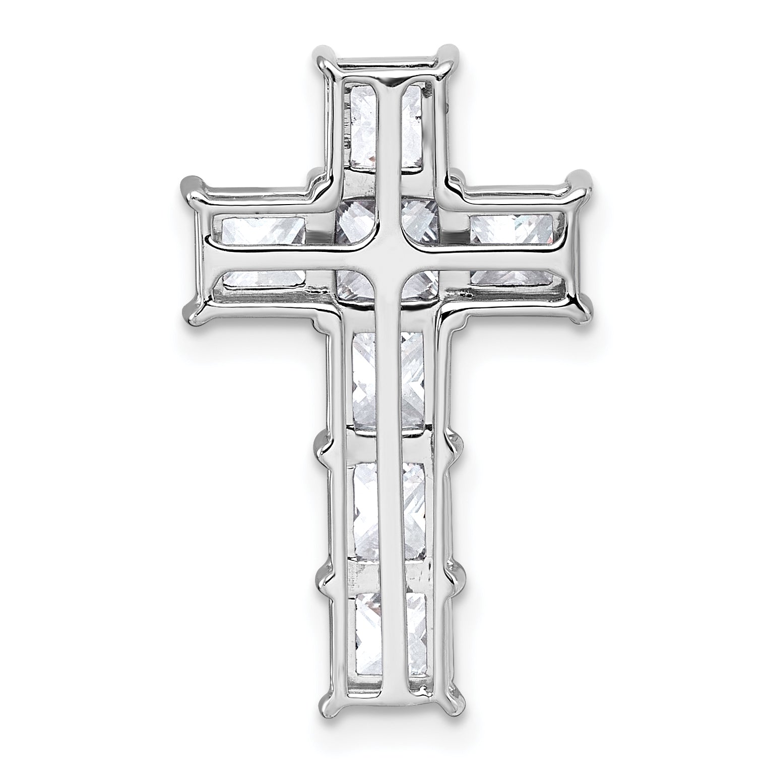 14k White Gold 3 1/2 carat Lab Grown Diamond VS+ F+ Complete Cross Chain Slide Pendant