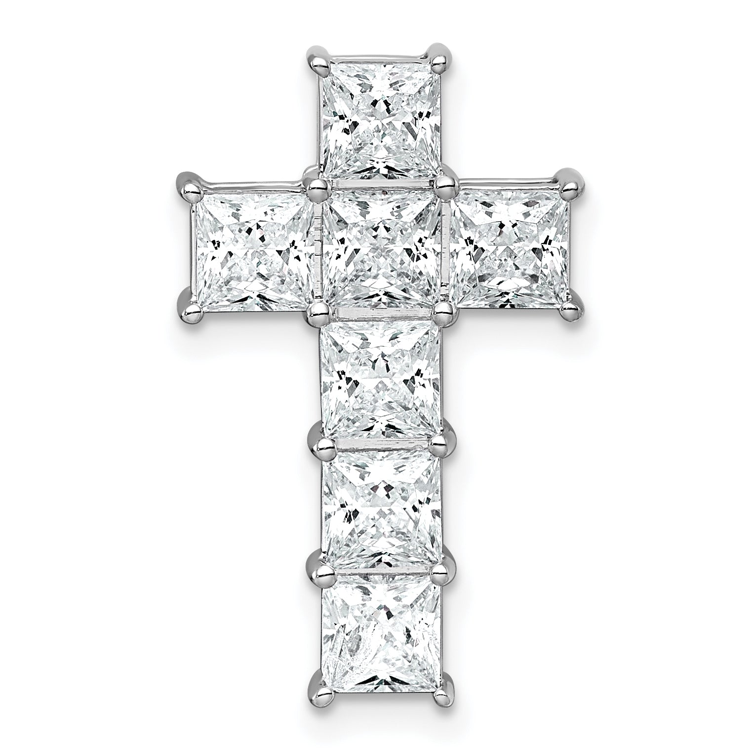 14k White Gold 3 1/2 carat Lab Grown Diamond VS+ F+ Complete Cross Chain Slide Pendant Main image