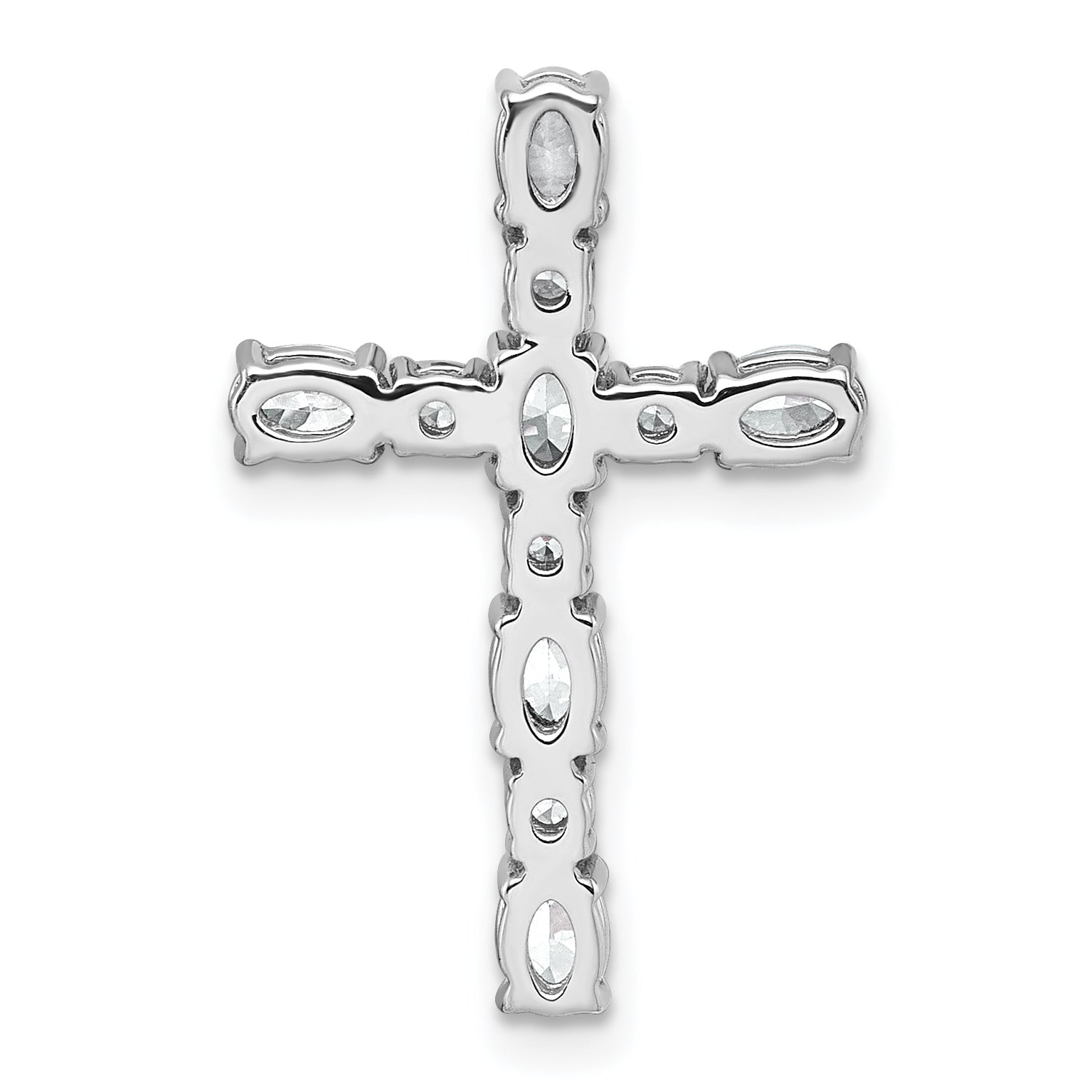 14k White Gold 1 carat Lab Grown Diamond VS/SI+ G+ Complete Cross Chain Slide Pendant