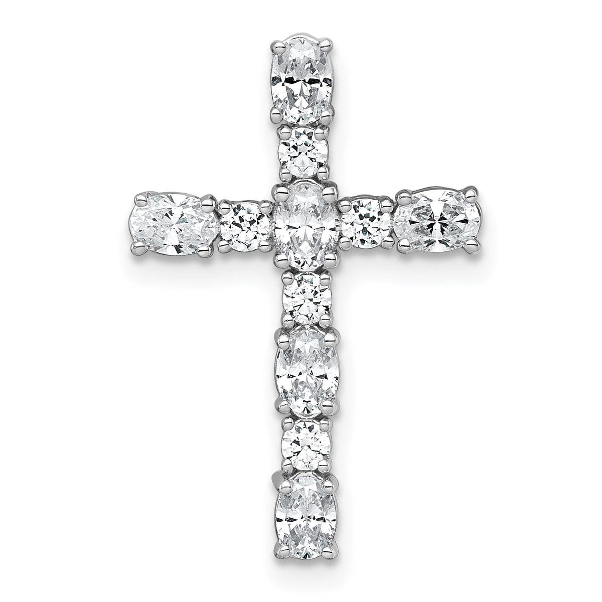 14k White Gold 1 carat Lab Grown Diamond VS/SI+ G+ Complete 18 inch Cross Chain Slide Pendant Necklace