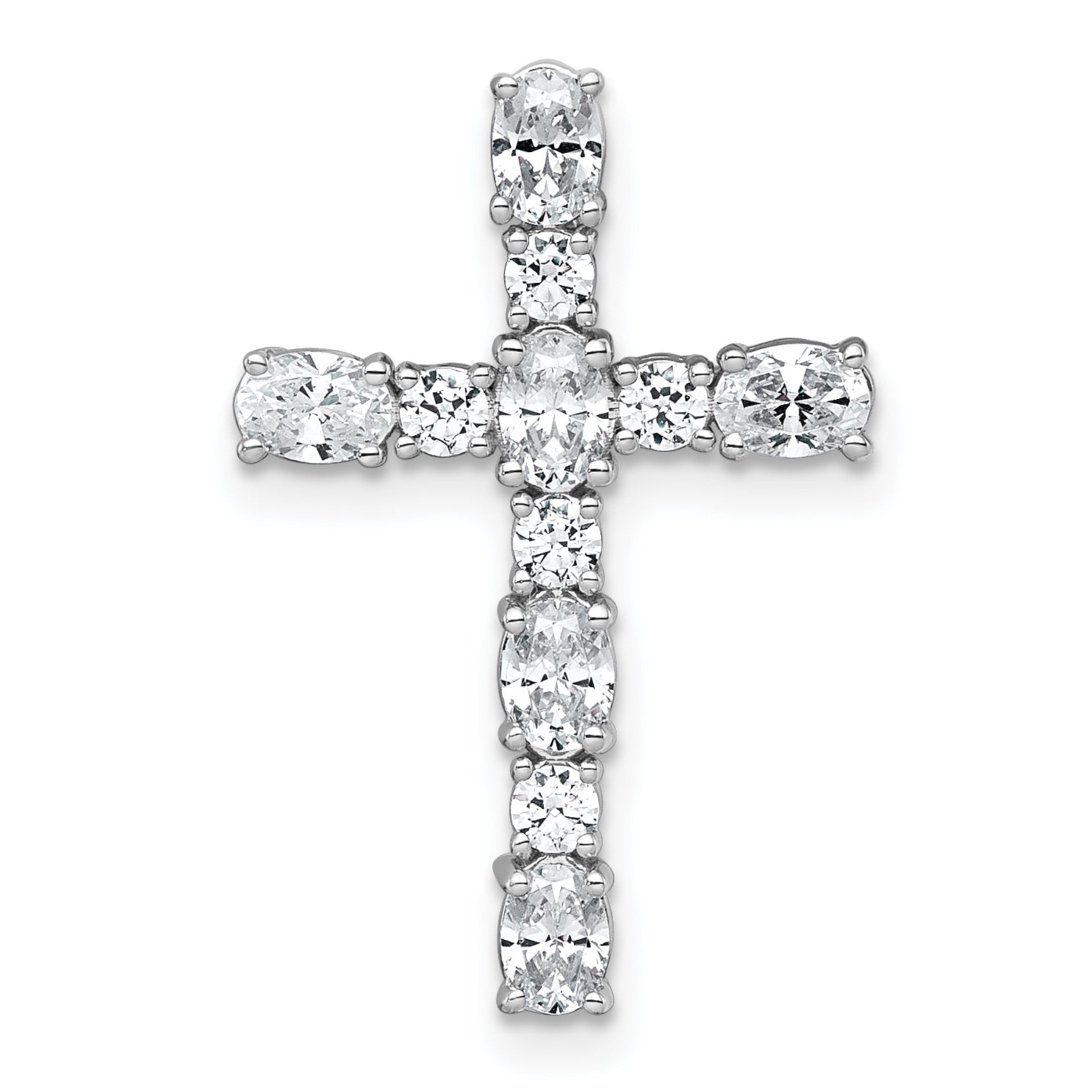 14k White Gold 1 carat Lab Grown Diamond VS+ F+ Complete Cross Chain Slide Pendant Main image