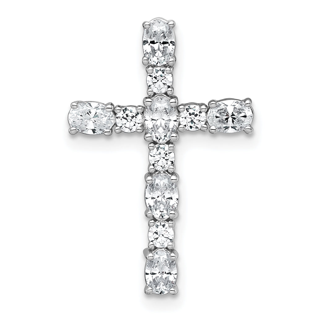 14k White Gold 1 carat Lab Grown Diamond VS/SI+ G+ Complete Cross Chain Slide Pendant