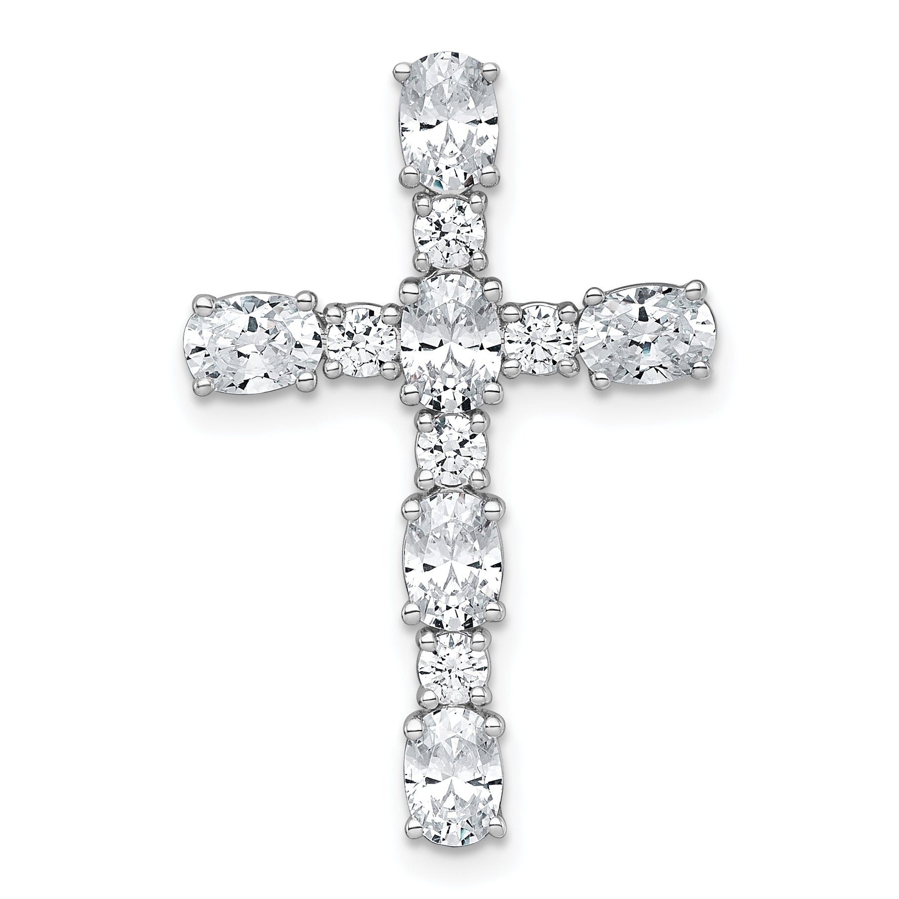 14k White Gold 1 3/4 carat Lab Grown Diamond VS+ F+ Complete Cross Chain Slide Pendant Main image