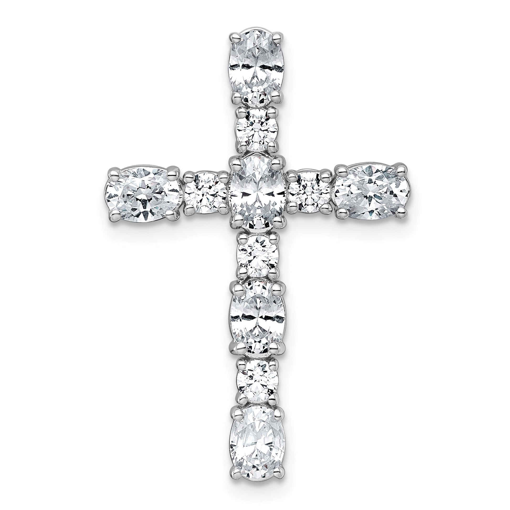 14k White Gold 2 1/3 carat Lab Grown Diamond VS+ F+ Complete Cross Chain Slide Pendant Main image