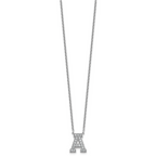 14k White Gold 1/2 carat Lab Grown Diamond VS+ F+ Complete Letter A 18 inch Initial Necklace