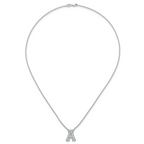 14k White Gold 1/2 carat Lab Grown Diamond VS+ F+ Complete Letter A 18 inch Initial Necklace