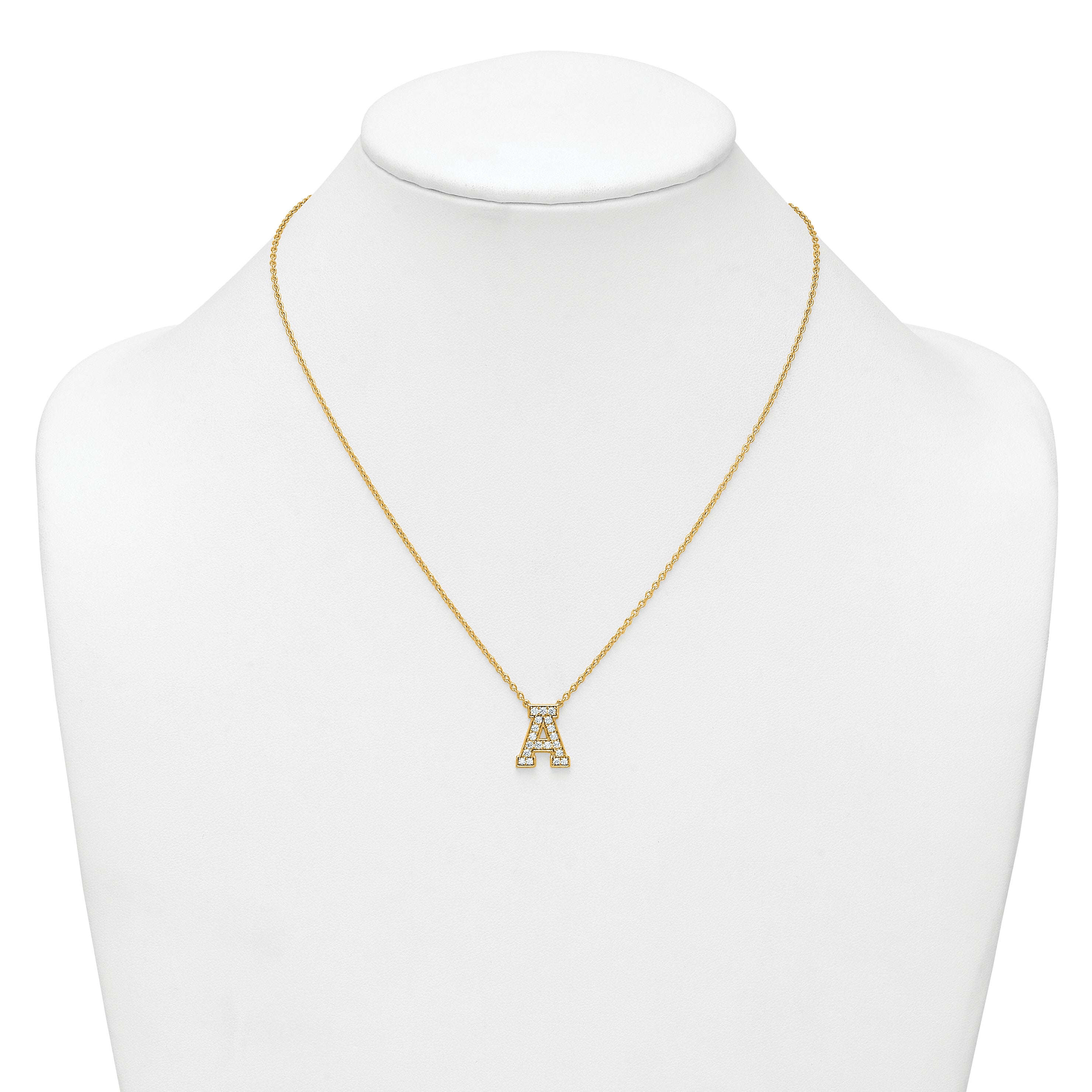 14k 1/2 carat Lab Grown Diamond VS+ F+ Complete Letter A 18 inch Initial Necklace
