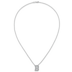 14k White Gold 1/2 carat Lab Grown Diamond VS+ F+ Complete Letter B 18 inch Initial Necklace