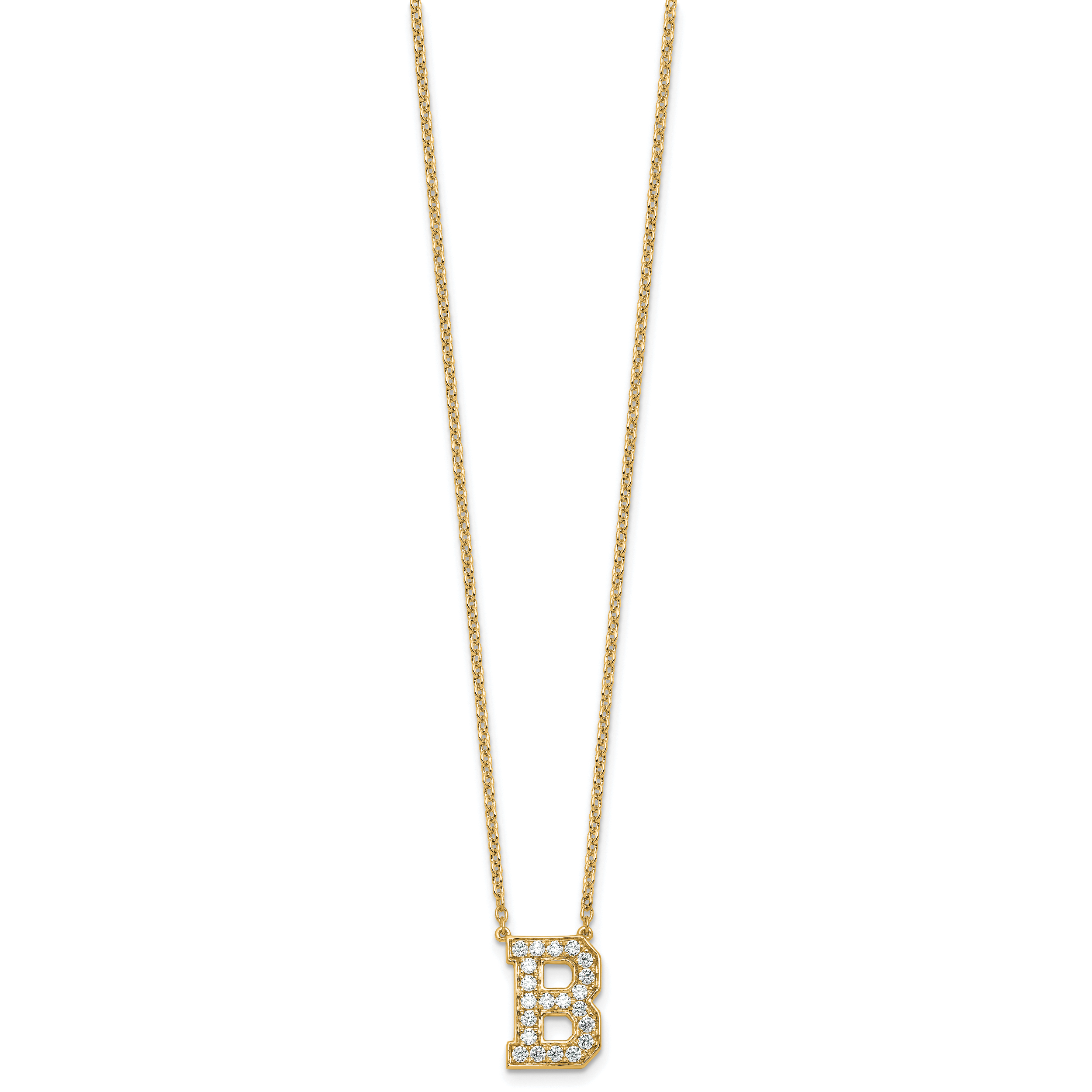 14k 1/2 carat Lab Grown Diamond VS+ F+ Complete Letter B 18 inch Initial Necklace