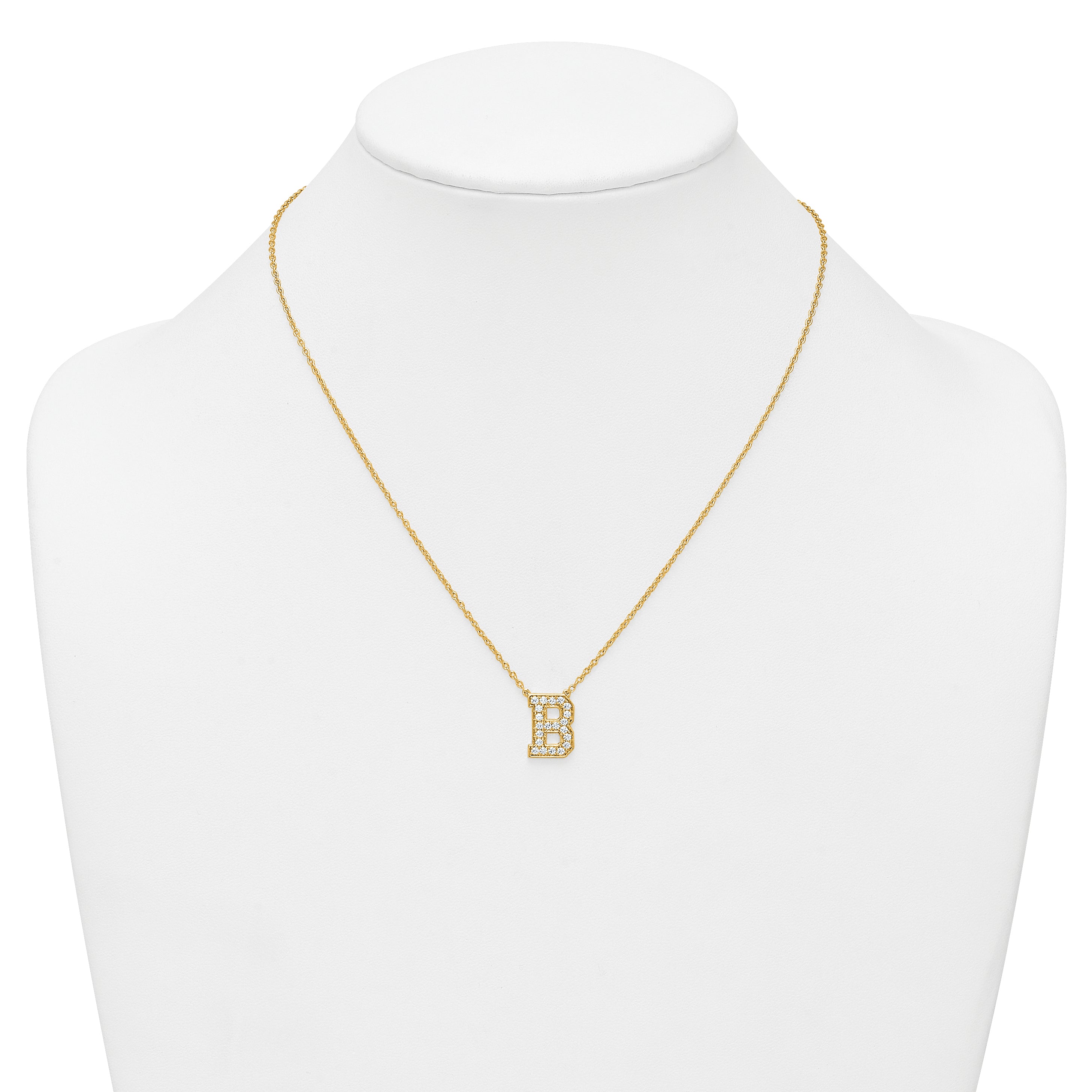 14k 1/2 carat Lab Grown Diamond VS+ F+ Complete Letter B 18 inch Initial Necklace