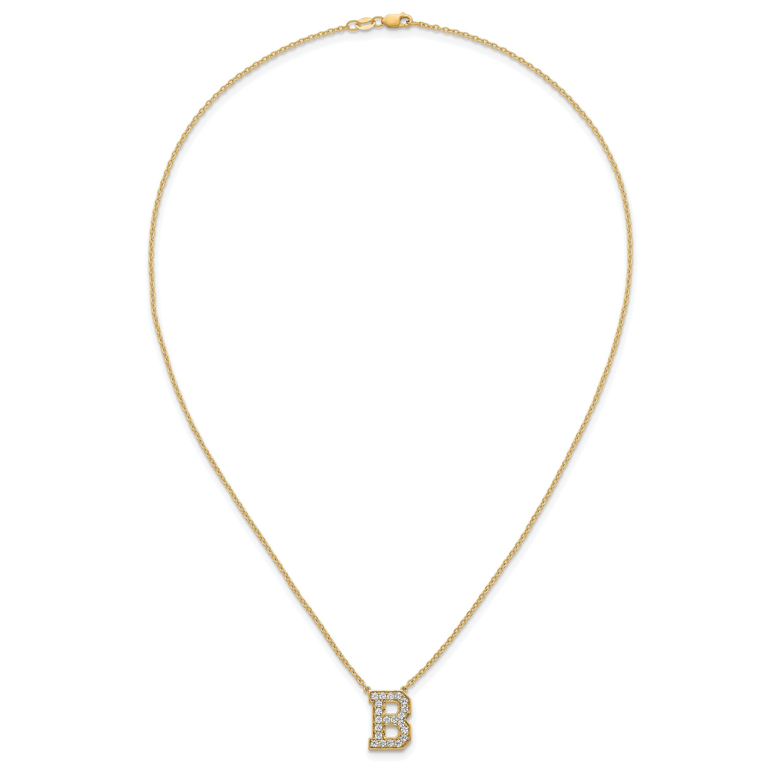 14k 1/2 carat Lab Grown Diamond VS+ F+ Complete Letter B 18 inch Initial Necklace