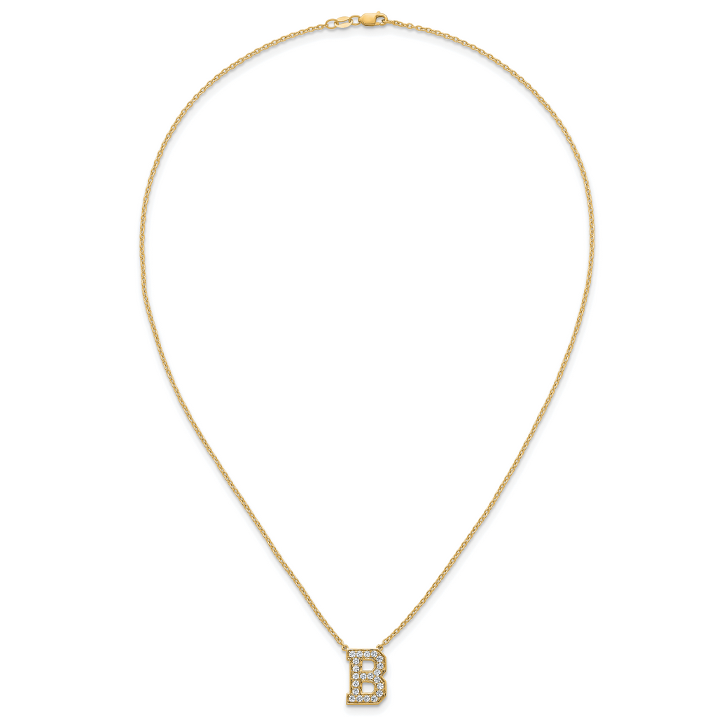 14k 1/2 carat Lab Grown Diamond VS+ F+ Complete Letter B 18 inch Initial Necklace