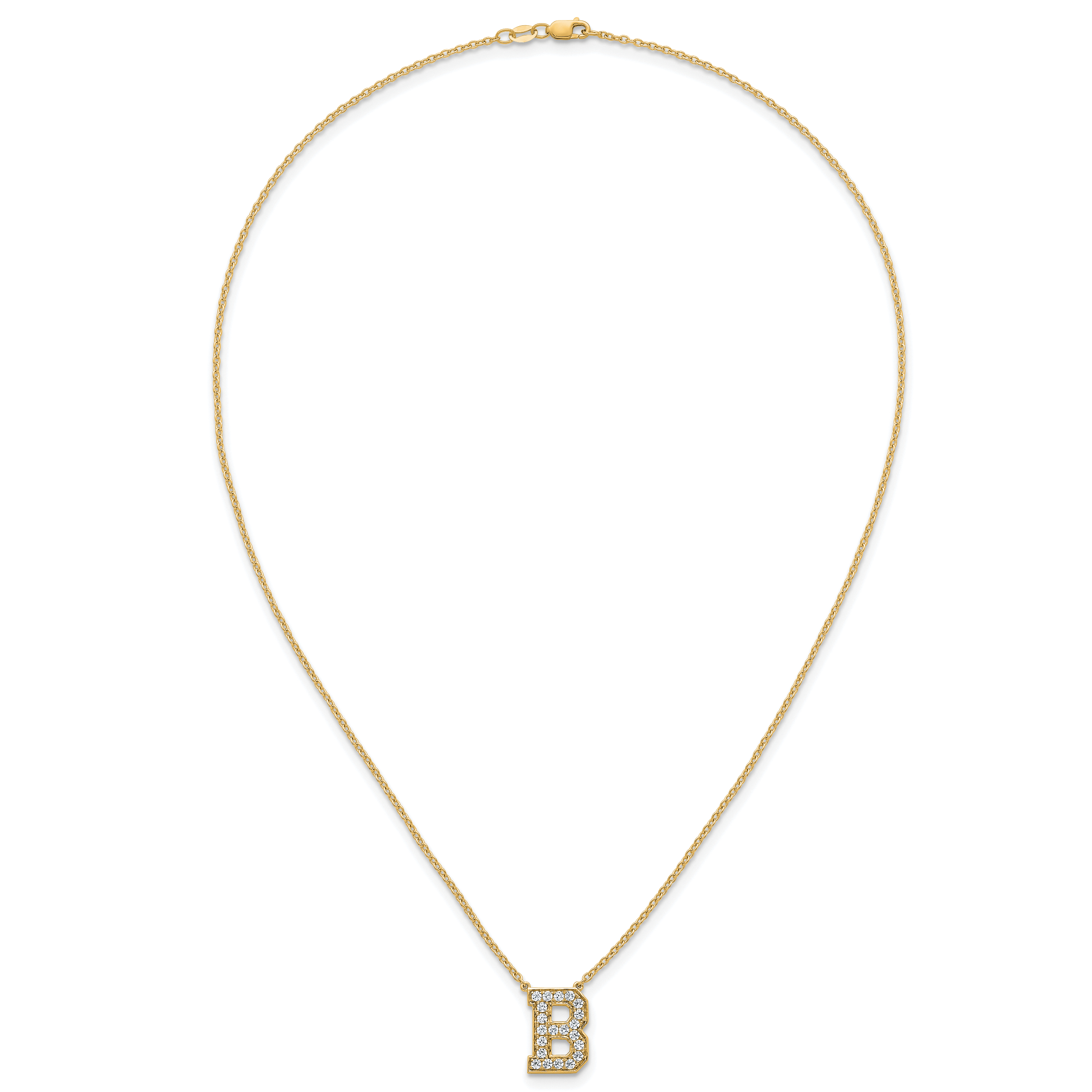 14k 1/2 carat Lab Grown Diamond VS+ F+ Complete Letter B 18 inch Initial Necklace