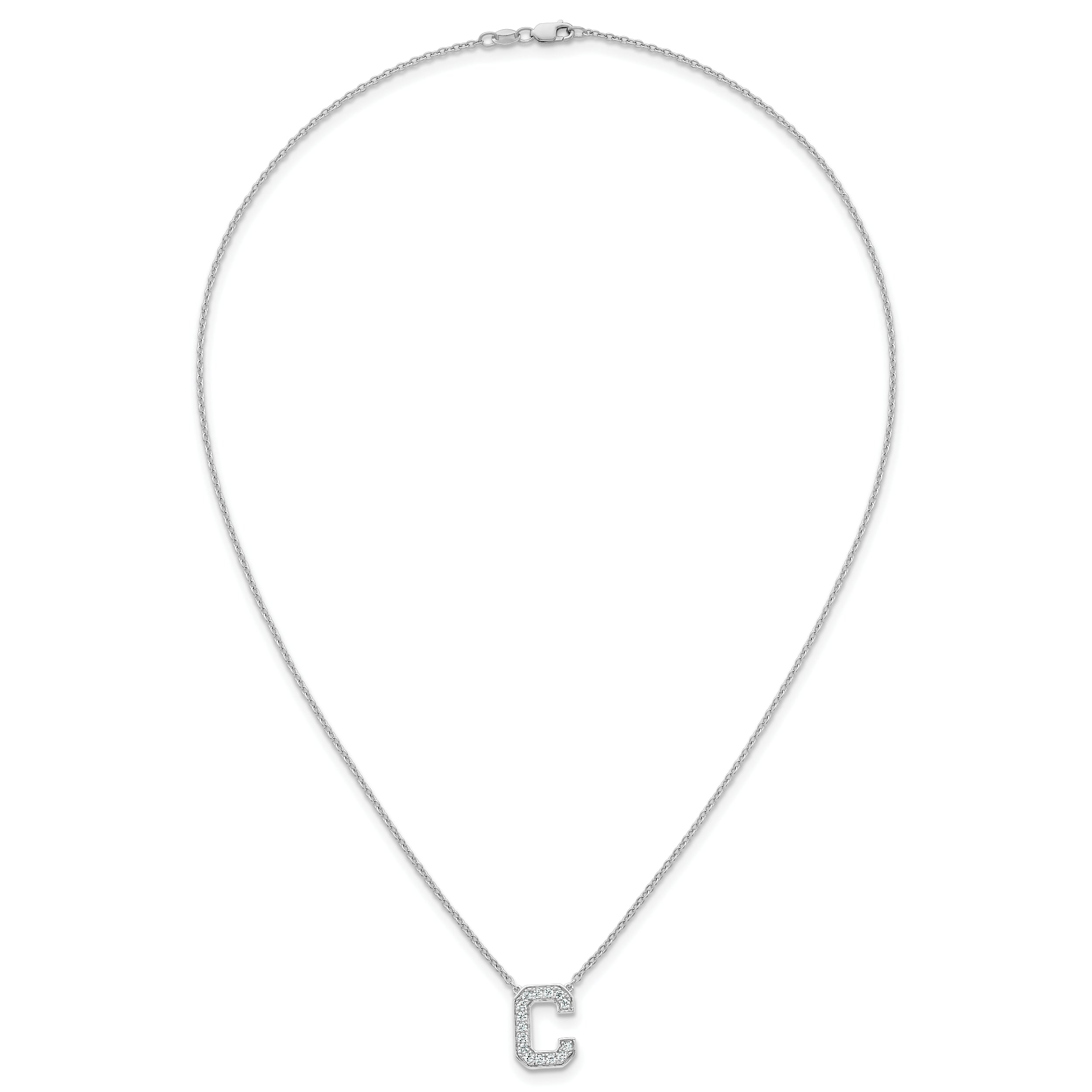 14k White Gold 1/3 carat Lab Grown Diamond VS+ F+ Complete Letter C 18 inch Initial Necklace