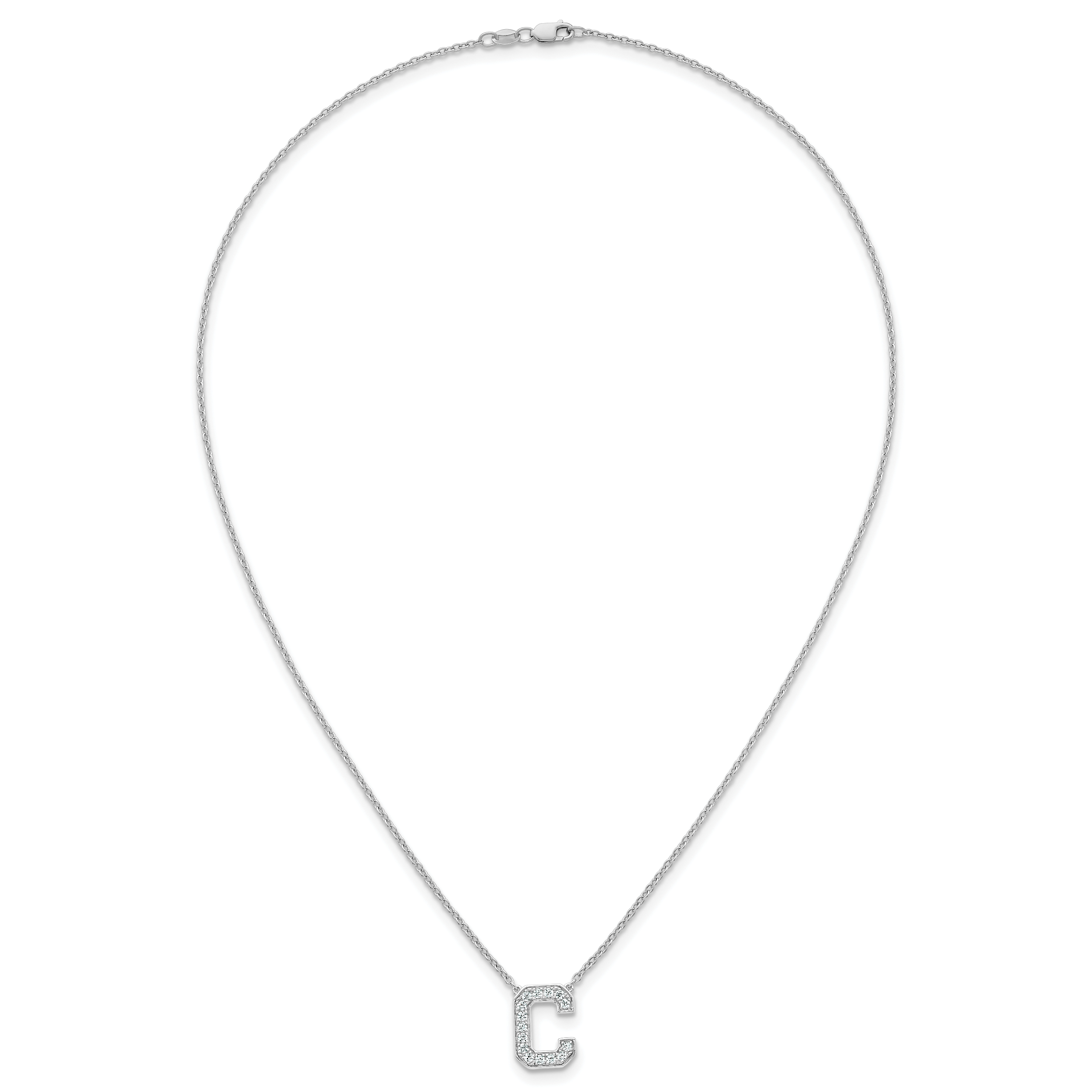 14k White Gold 1/3 carat Lab Grown Diamond VS+ F+ Complete Letter C 18 inch Initial Necklace