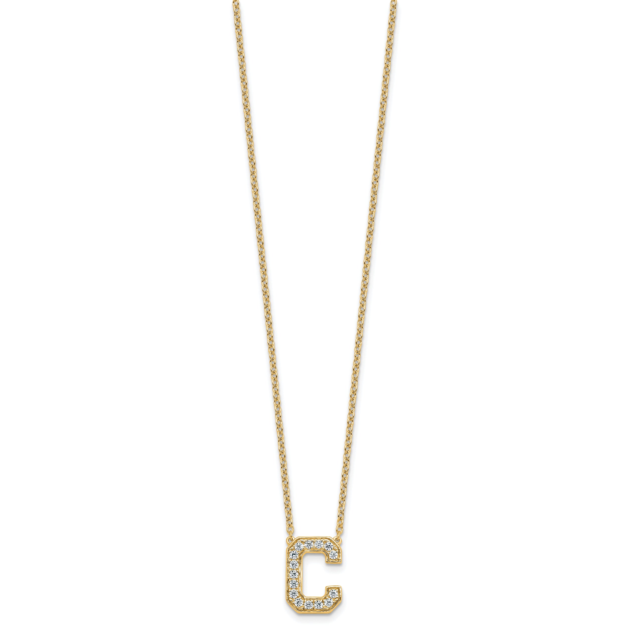 14k 1/3 carat Lab Grown Diamond VS+ F+ Complete Letter C 18 inch Initial Necklace