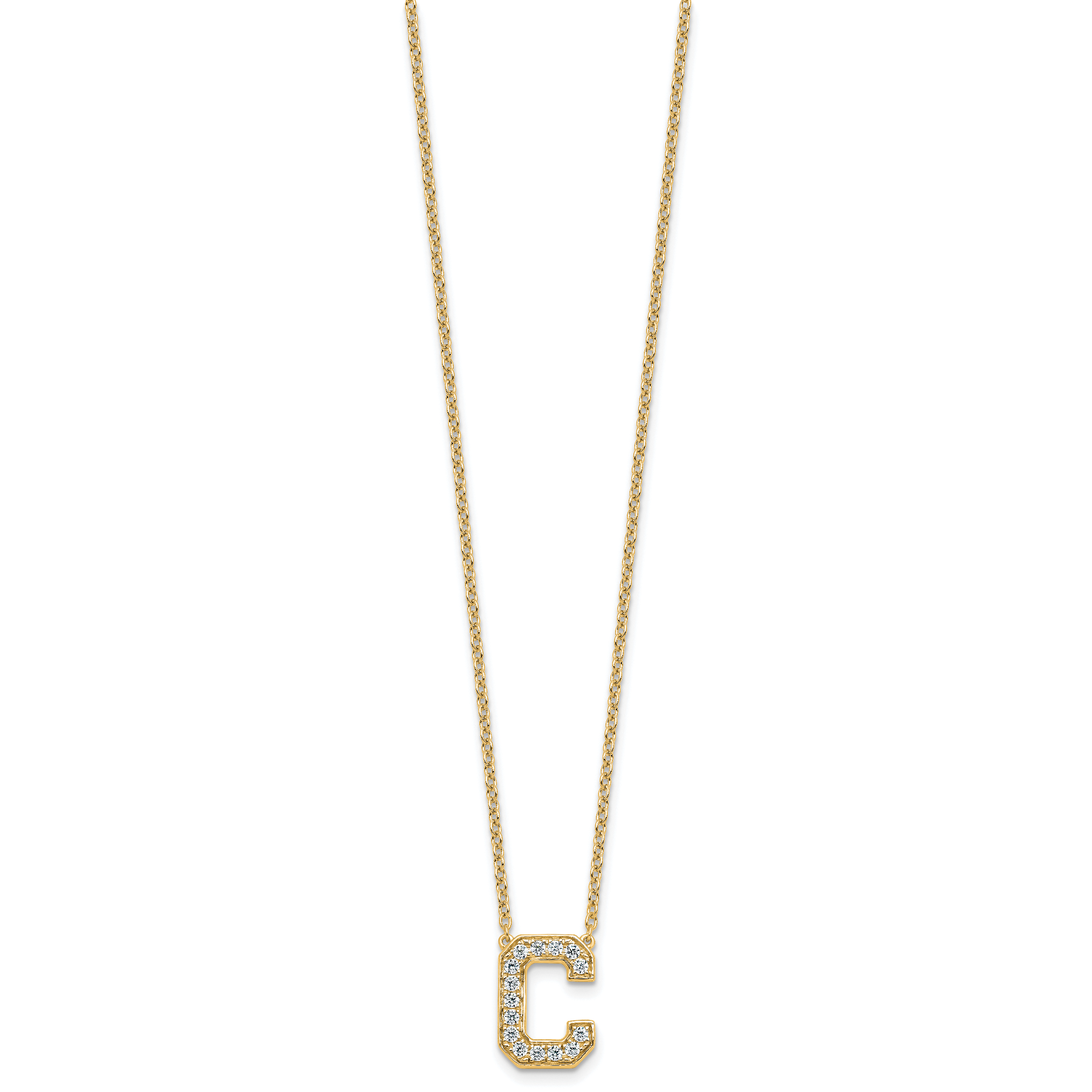 14k 1/3 carat Lab Grown Diamond VS+ F+ Complete Letter C 18 inch Initial Necklace Secondary image