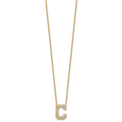 14k 1/3 carat Lab Grown Diamond VS+ F+ Complete Letter C 18 inch Initial Necklace