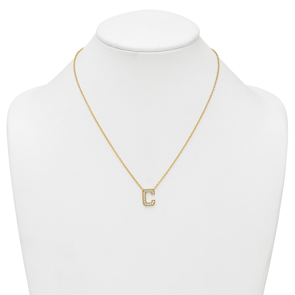 14k 1/3 carat Lab Grown Diamond VS+ F+ Complete Letter C 18 inch Initial Necklace