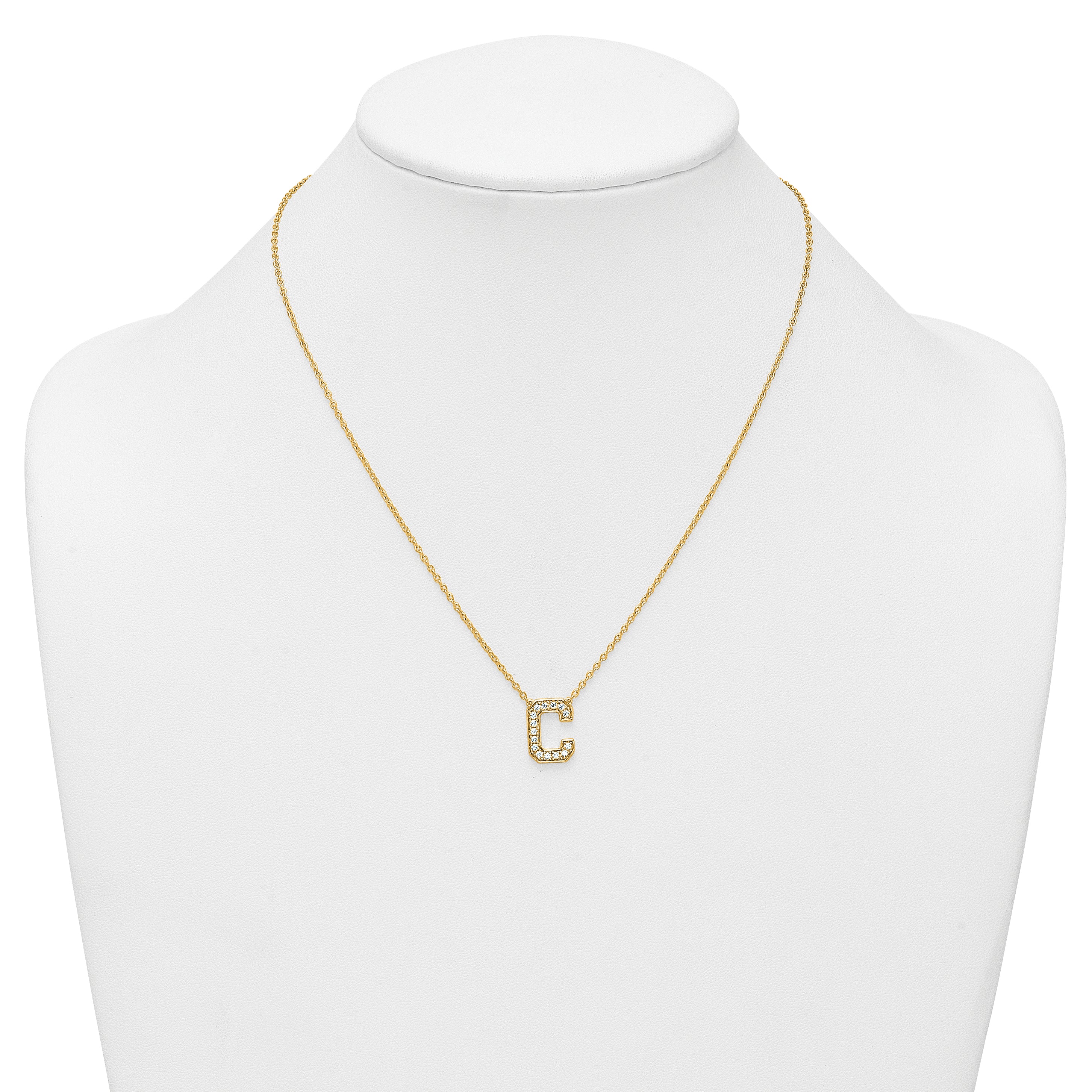 14k 1/3 carat Lab Grown Diamond VS+ F+ Complete Letter C 18 inch Initial Necklace