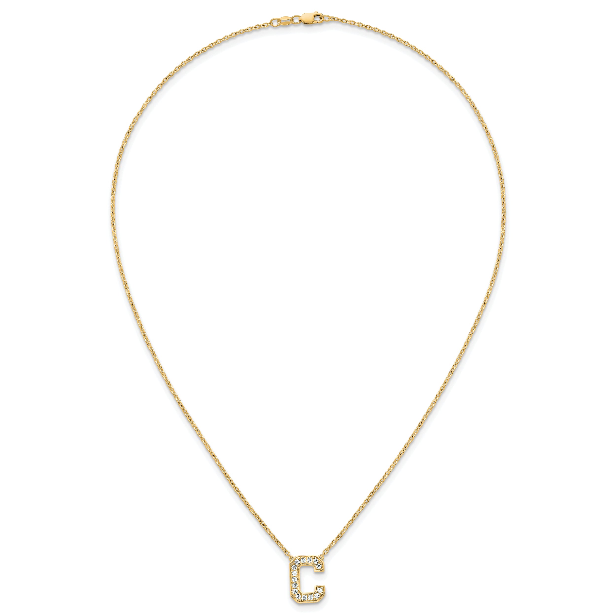 14k 1/3 carat Lab Grown Diamond VS+ F+ Complete Letter C 18 inch Initial Necklace