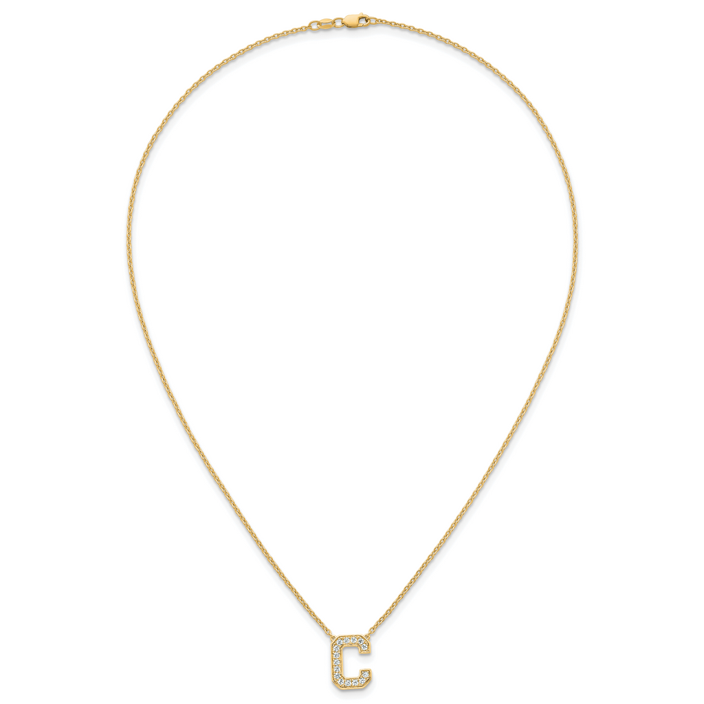 14k 1/3 carat Lab Grown Diamond VS+ F+ Complete Letter C 18 inch Initial Necklace