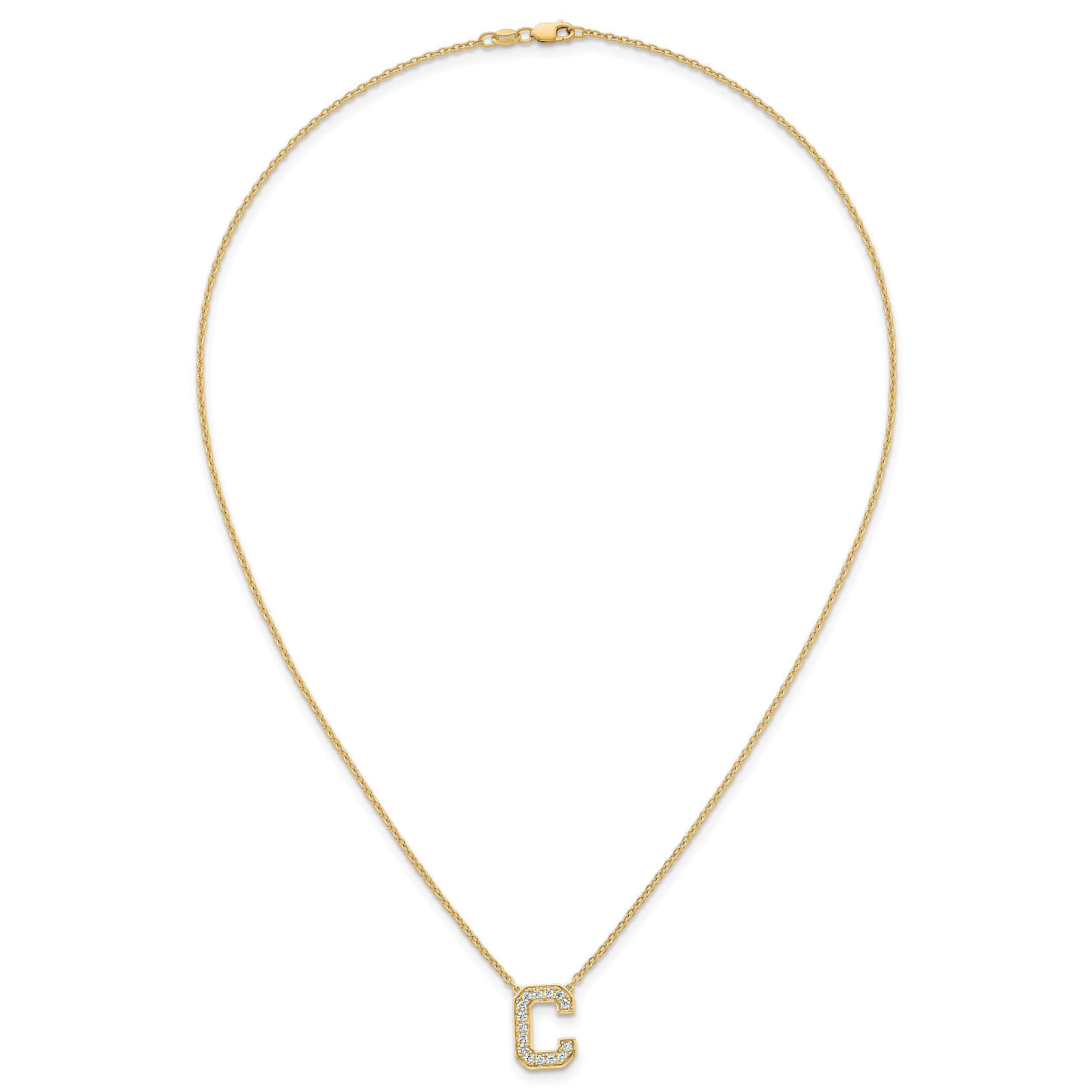 14k 1/3 carat Lab Grown Diamond VS+ F+ Complete Letter C 18 inch Initial Necklace