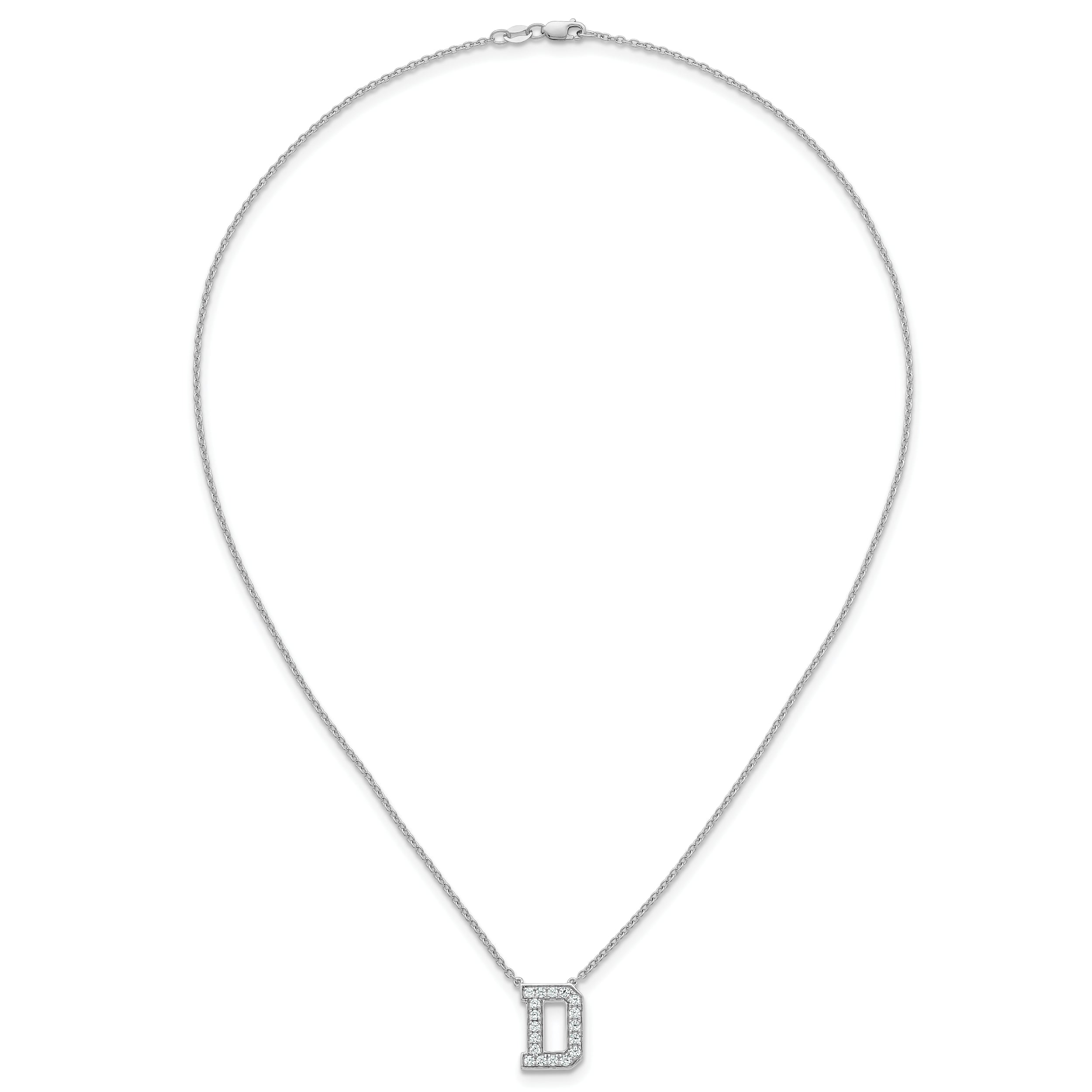 14k White Gold 1/2 carat Lab Grown Diamond VS+ F+ Complete Letter D 18 inch Initial Necklace