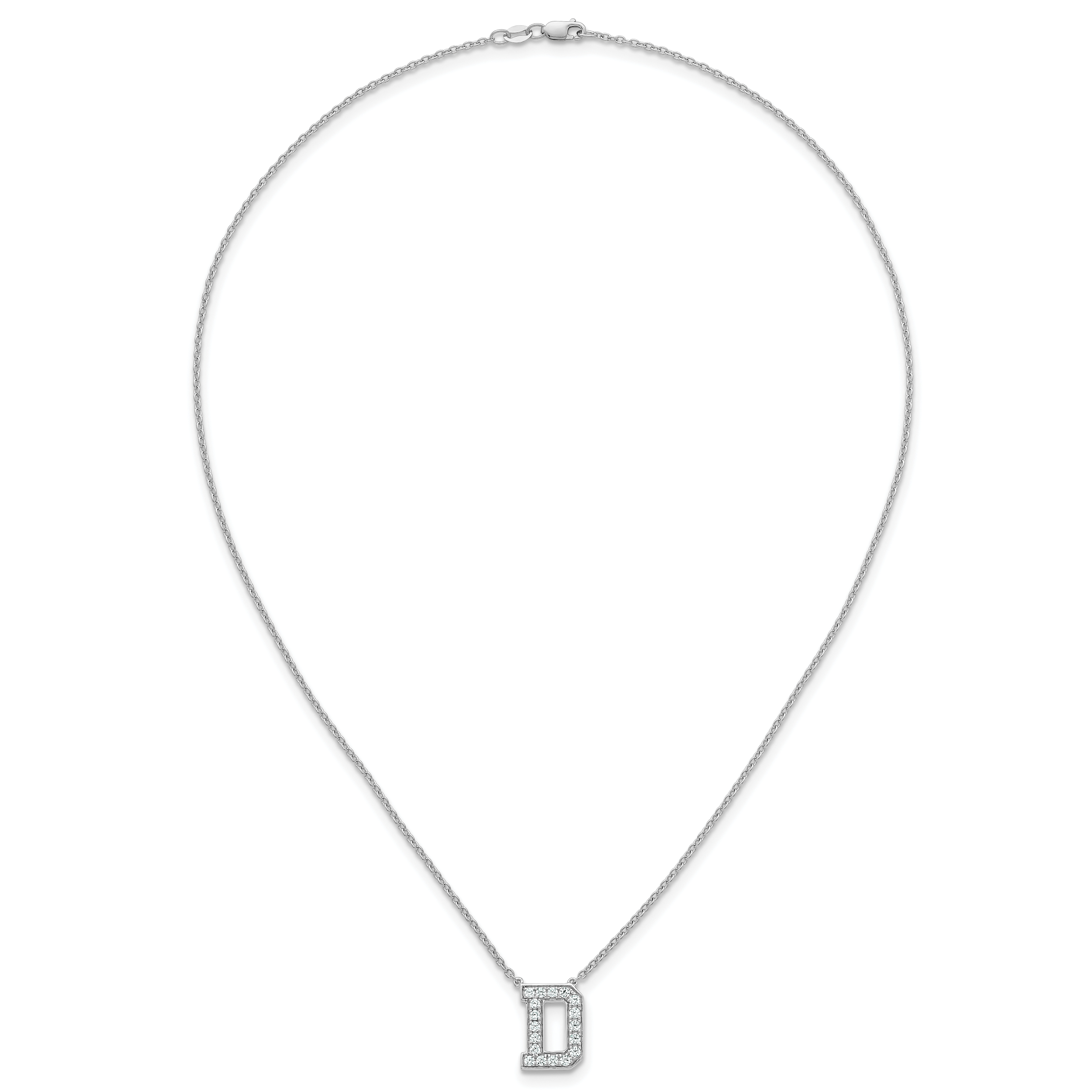 14k White Gold 1/2 carat Lab Grown Diamond VS+ F+ Complete Letter D 18 inch Initial Necklace