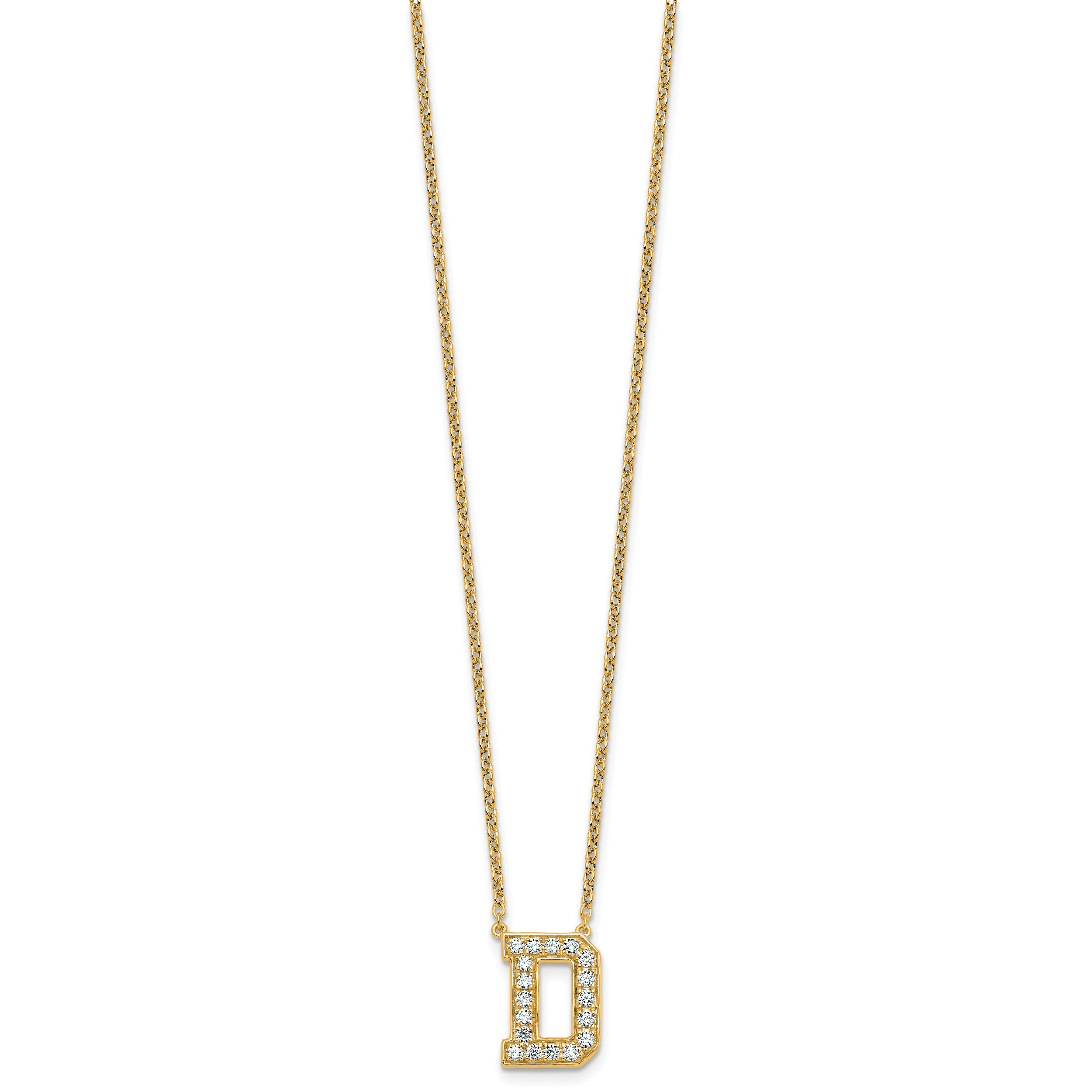 14k 1/2 carat Lab Grown Diamond VS+ F+ Complete Letter D 18 inch Initial Necklace Secondary image