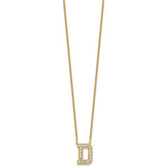 14k 1/2 carat Lab Grown Diamond VS+ F+ Complete Letter D 18 inch Initial Necklace