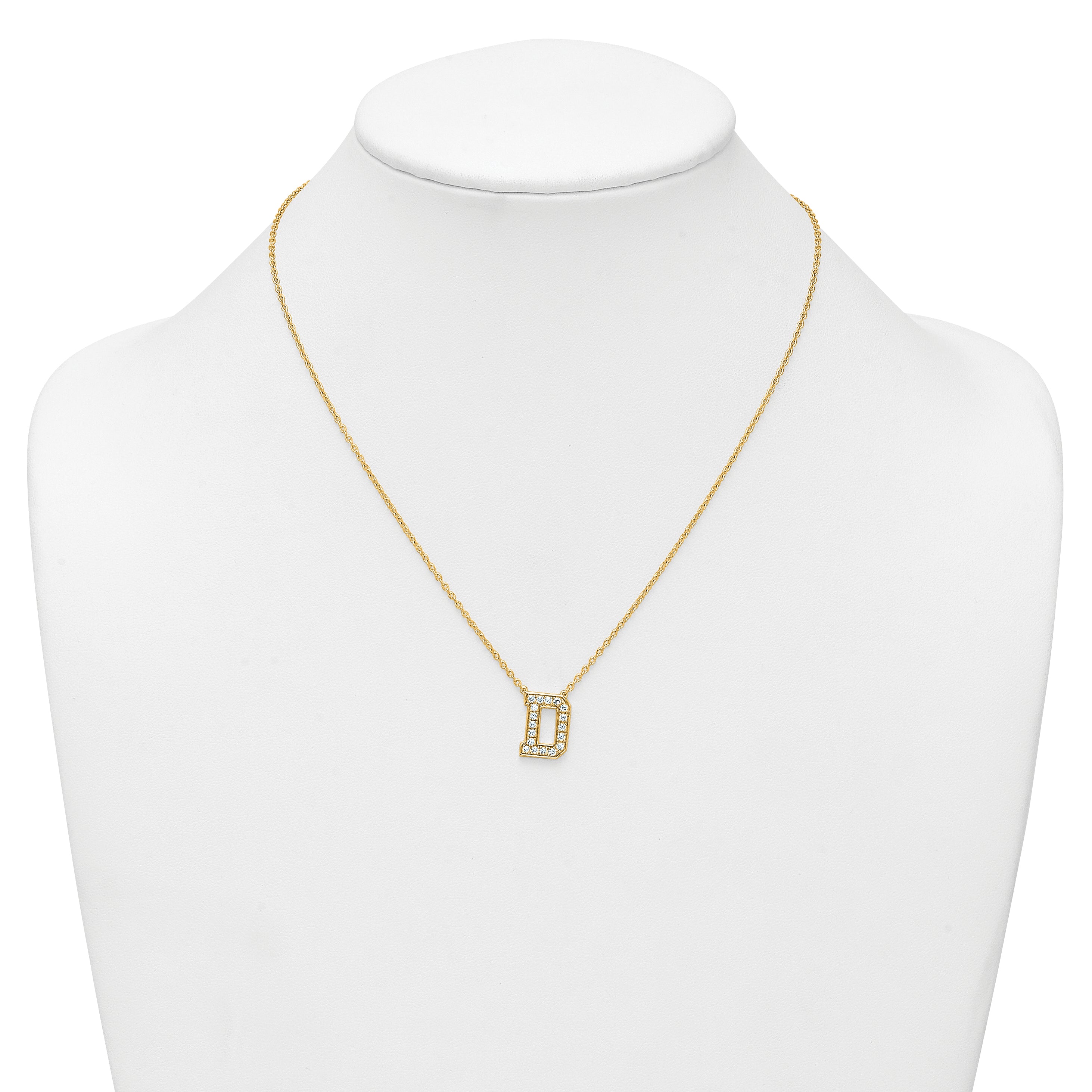 14k 1/2 carat Lab Grown Diamond VS+ F+ Complete Letter D 18 inch Initial Necklace