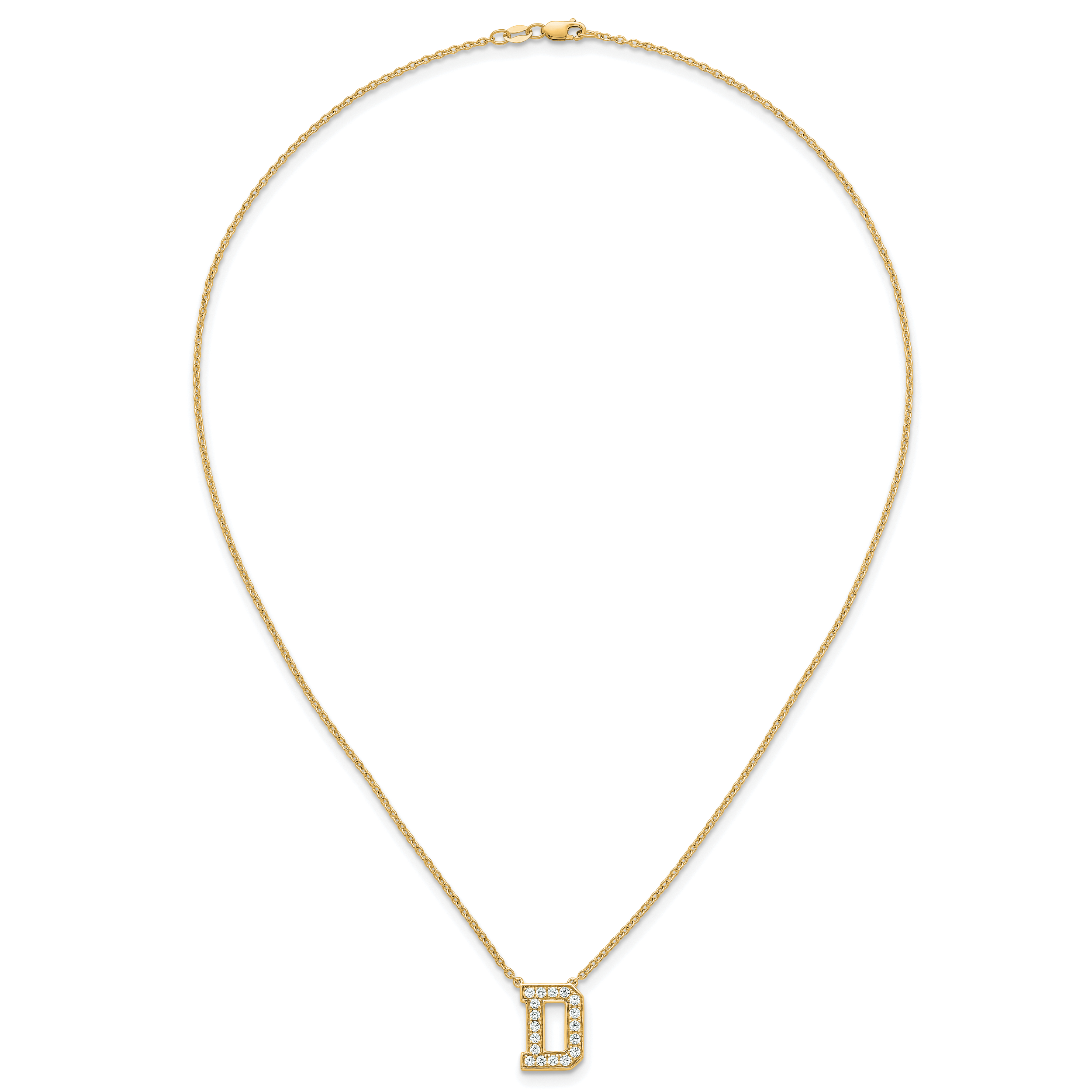 14k 1/2 carat Lab Grown Diamond VS+ F+ Complete Letter D 18 inch Initial Necklace
