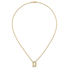 14k 1/2 carat Lab Grown Diamond VS+ F+ Complete Letter D 18 inch Initial Necklace