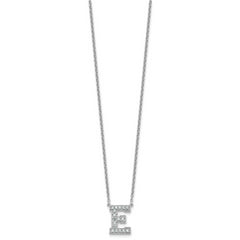 14k White Gold 3/8 carat Lab Grown Diamond VS+ F+ Complete Letter E 18 inch Initial Necklace