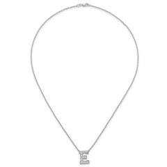 14k White Gold 3/8 carat Lab Grown Diamond VS+ F+ Complete Letter E 18 inch Initial Necklace