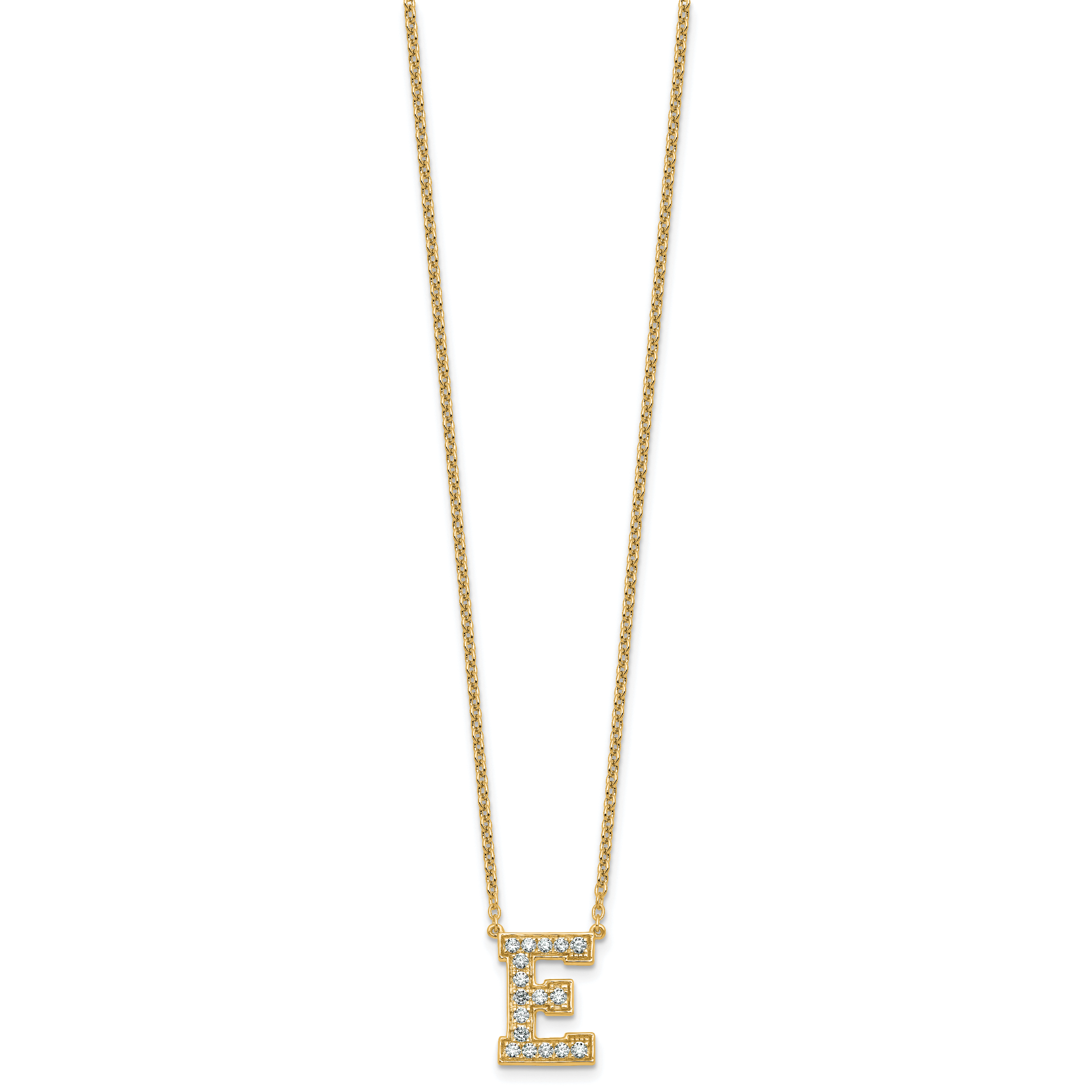 14k 3/8 carat Lab Grown Diamond VS+ F+ Complete Letter E 18 inch Initial Necklace Secondary image