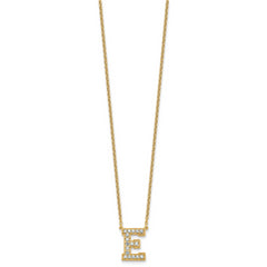 14k 3/8 carat Lab Grown Diamond VS+ F+ Complete Letter E 18 inch Initial Necklace