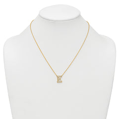14k 3/8 carat Lab Grown Diamond VS+ F+ Complete Letter E 18 inch Initial Necklace