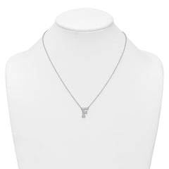 14k White Gold 1/3 carat Lab Grown Diamond VS+ F+ Complete Letter F 18 inch Initial Necklace