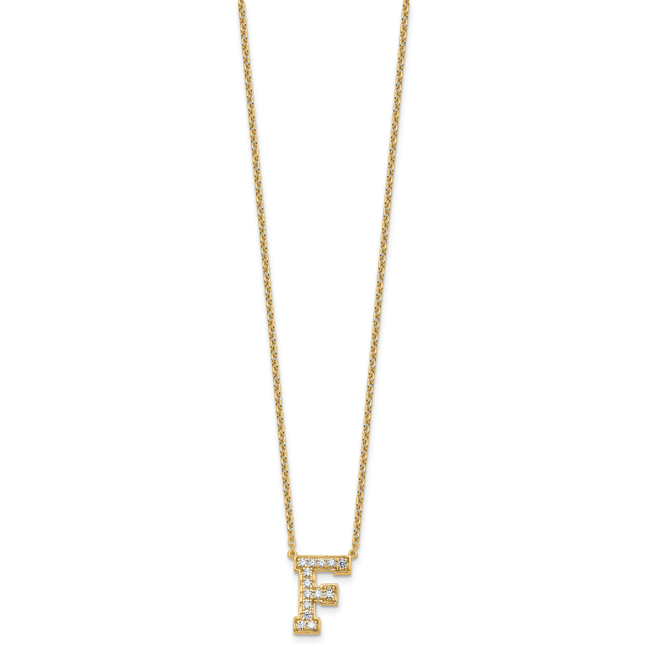 14k 1/3 carat Lab Grown Diamond VS+ F+ Complete Letter F 18 inch Initial Necklace Secondary image