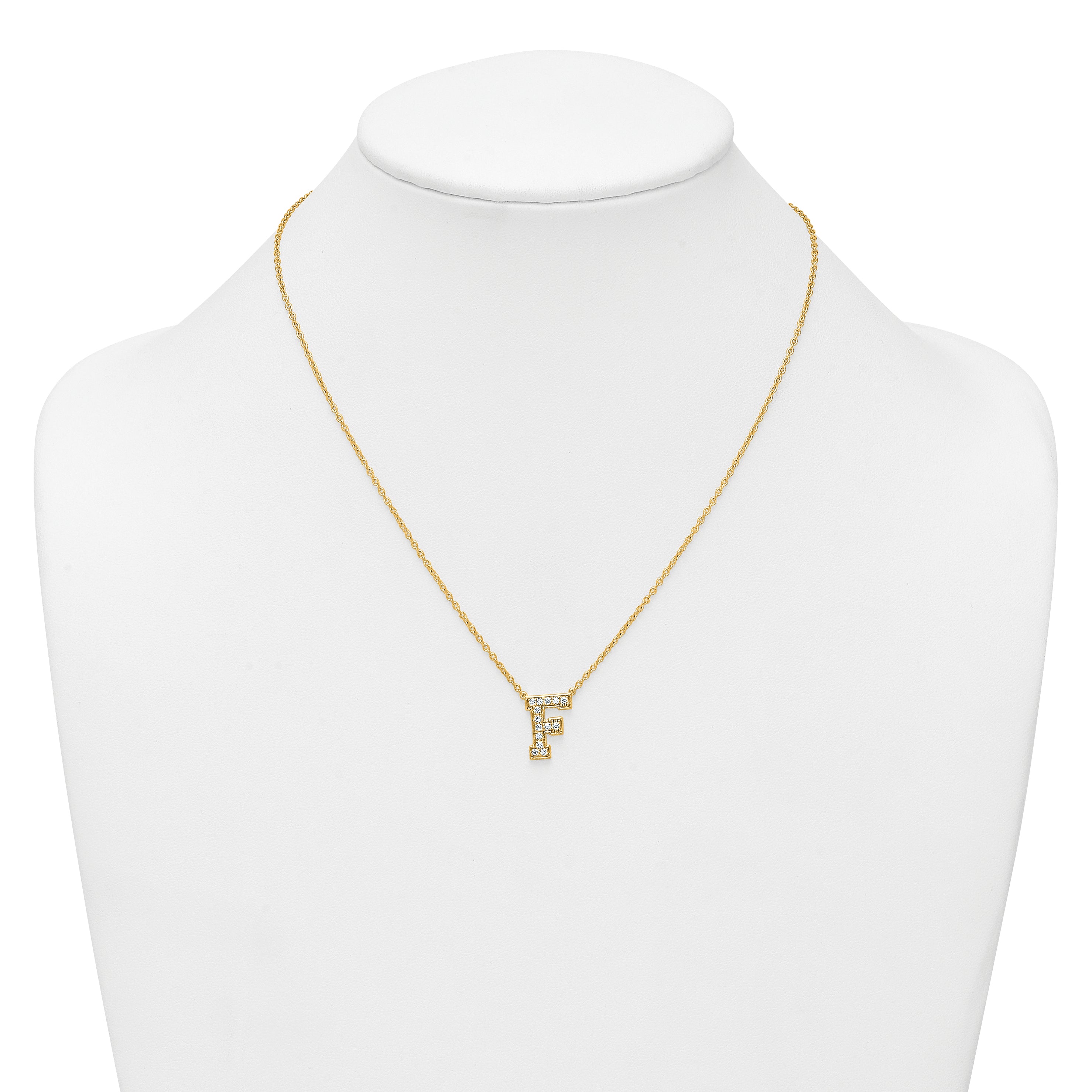 14k 1/3 carat Lab Grown Diamond VS+ F+ Complete Letter F 18 inch Initial Necklace