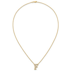 14k 1/3 carat Lab Grown Diamond VS+ F+ Complete Letter F 18 inch Initial Necklace
