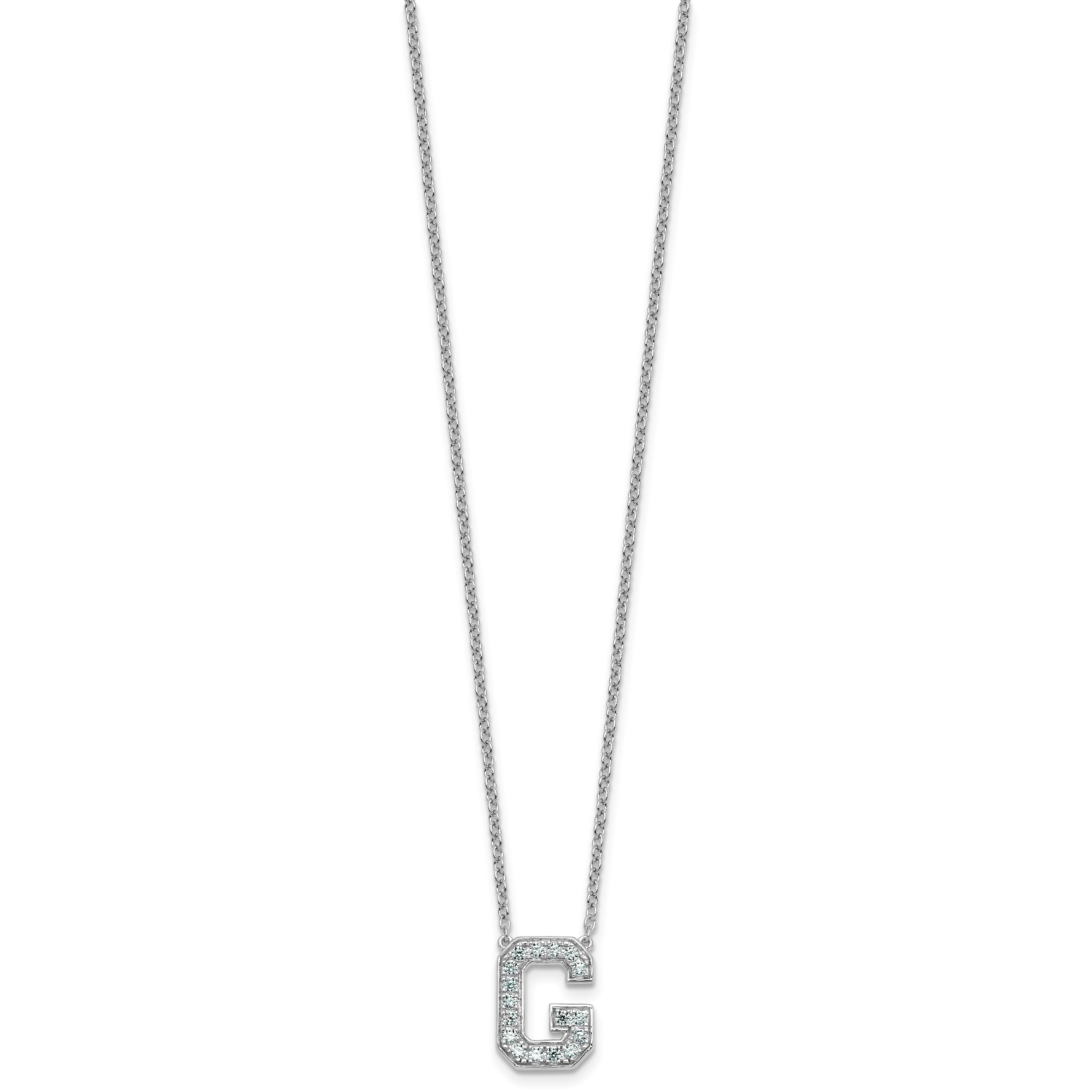 14k White Gold 1/3 carat Lab Grown Diamond VS+ F+ Complete Letter G 18 inch Initial Necklace Secondary image