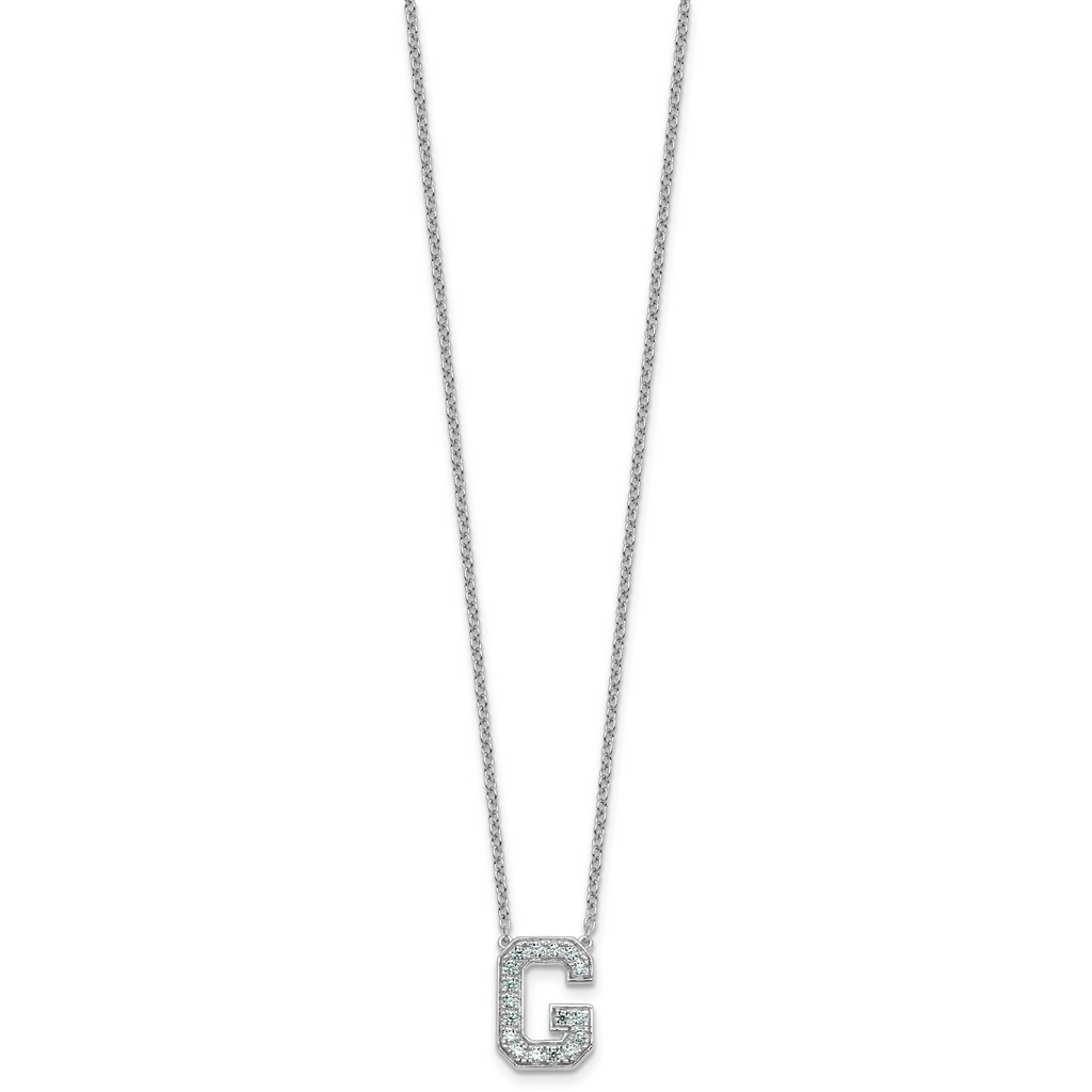 14k White Gold 1/3 carat Lab Grown Diamond VS+ F+ Complete Letter G 18 inch Initial Necklace