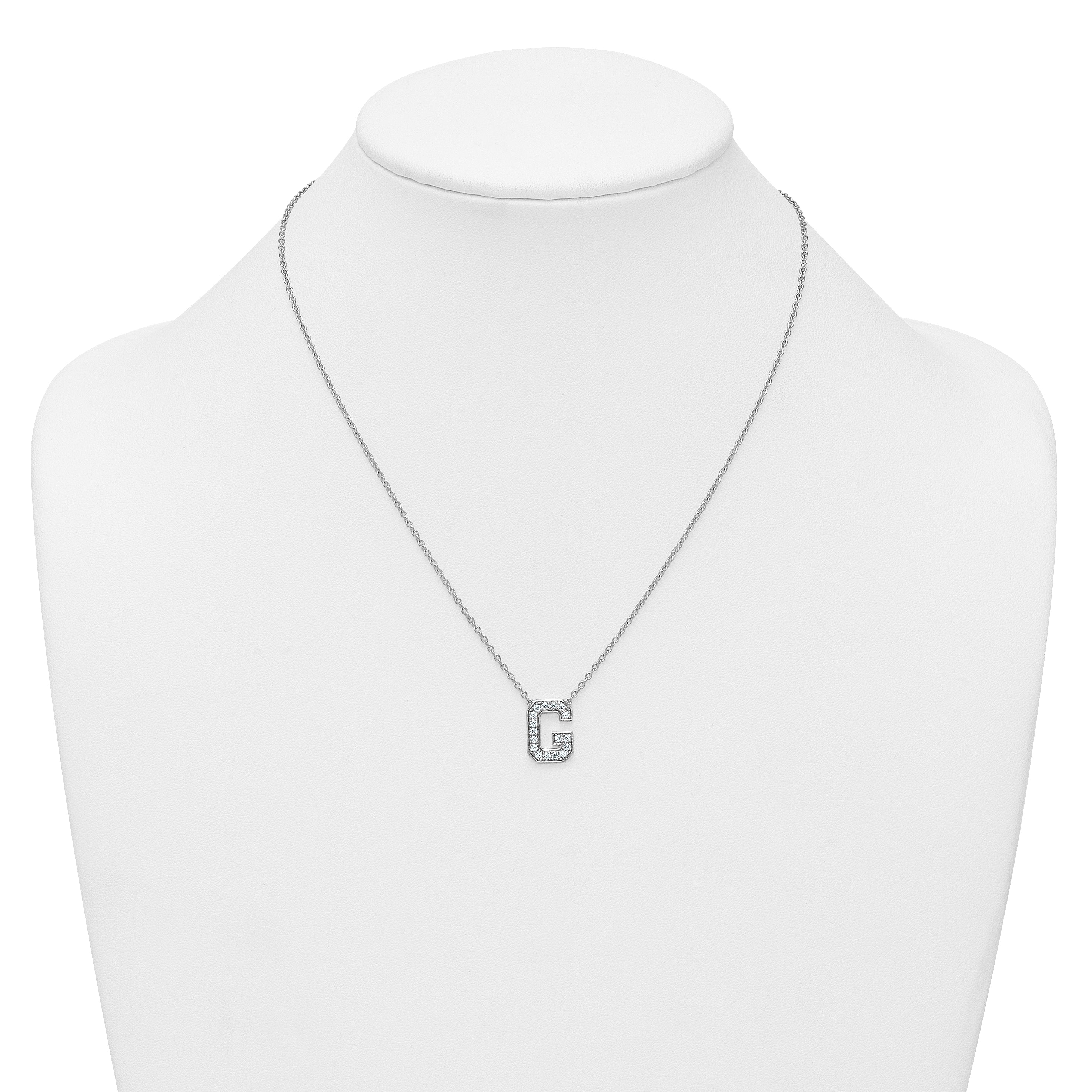14k White Gold 1/3 carat Lab Grown Diamond VS+ F+ Complete Letter G 18 inch Initial Necklace