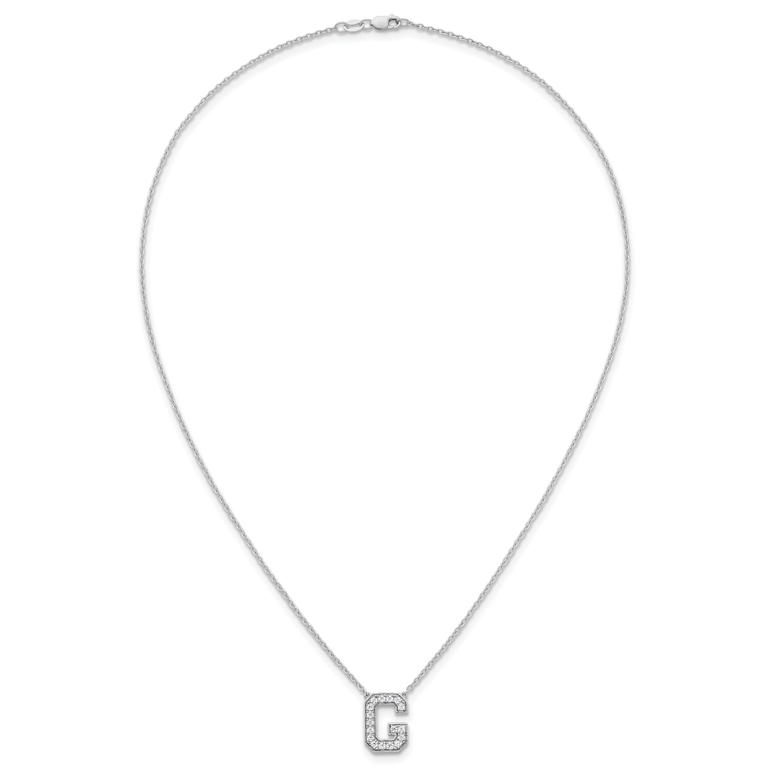 14k White Gold 1/3 carat Lab Grown Diamond VS+ F+ Complete Letter G 18 inch Initial Necklace