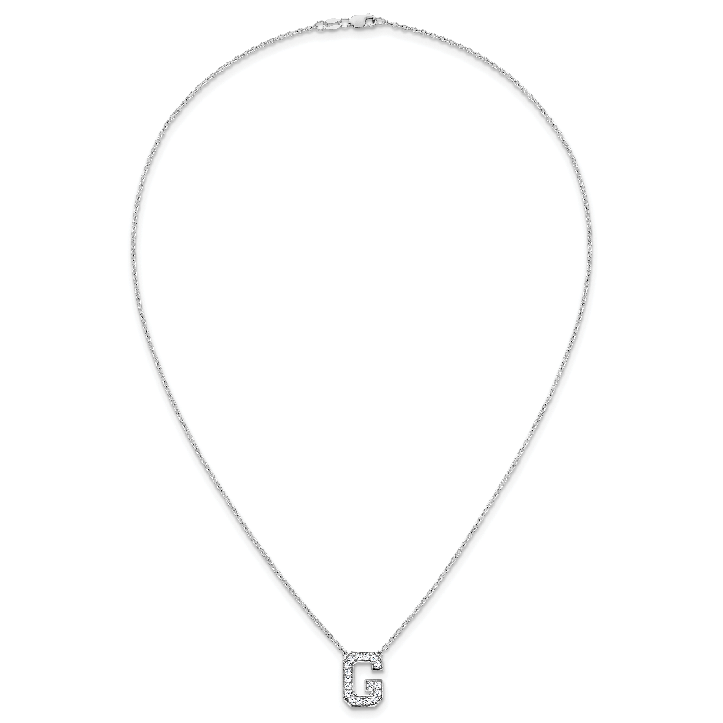 14k White Gold 1/3 carat Lab Grown Diamond VS+ F+ Complete Letter G 18 inch Initial Necklace