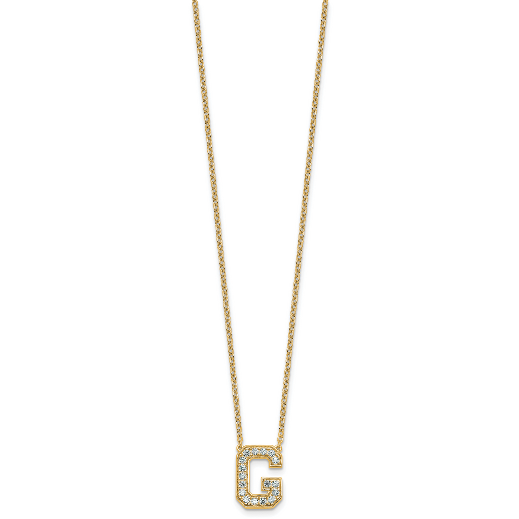 14k 1/3 carat Lab Grown Diamond VS+ F+ Complete Letter G 18 inch Initial Necklace