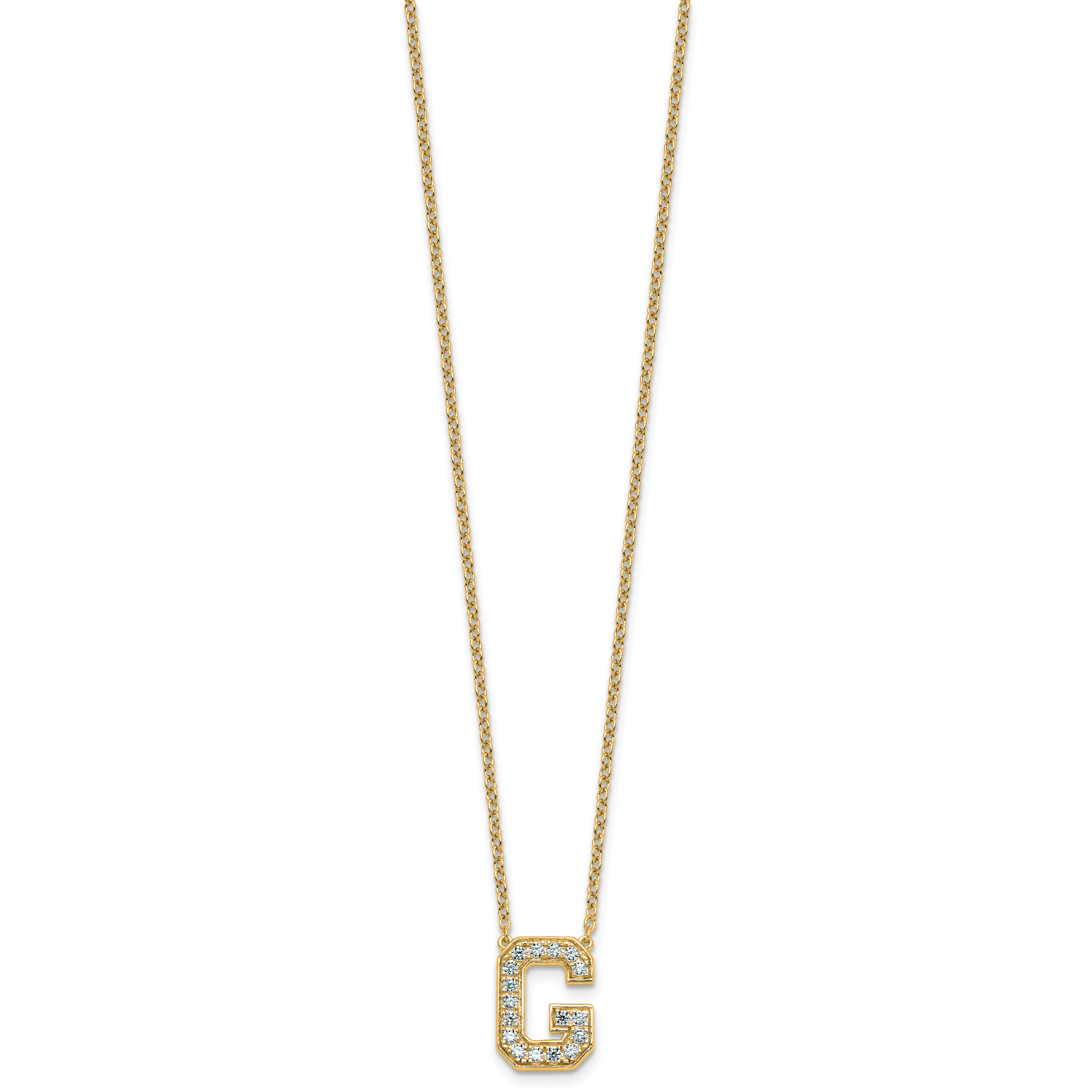 14k 1/3 carat Lab Grown Diamond VS+ F+ Complete Letter G 18 inch Initial Necklace